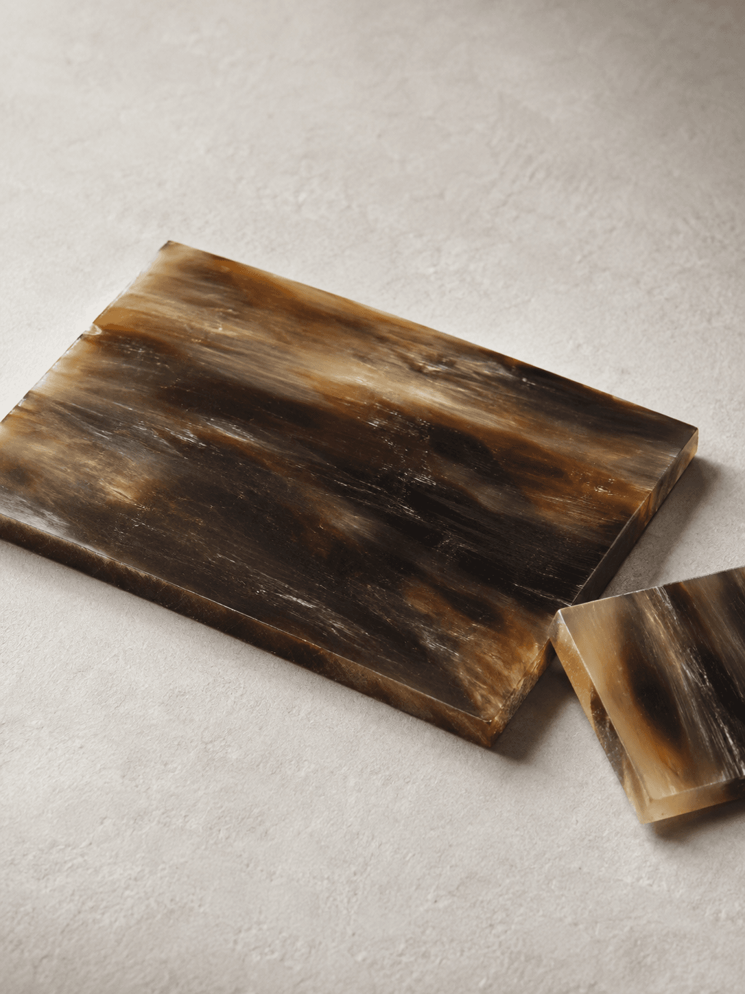 Buffalo horn blanks showing natural color and grain variation