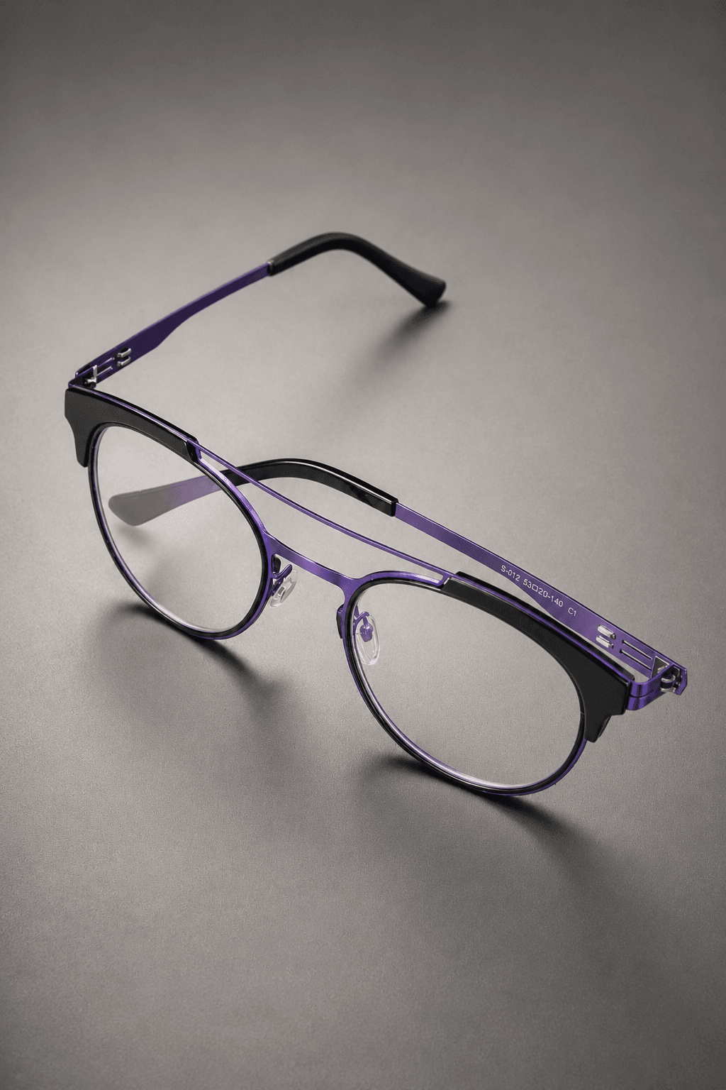 Complete Contour optical frame with purple metal and acetate details